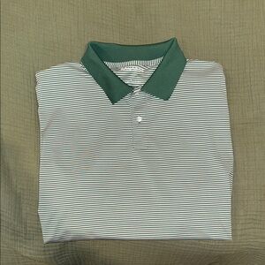 Bonobos Green and White Striped Polo Shirt Large